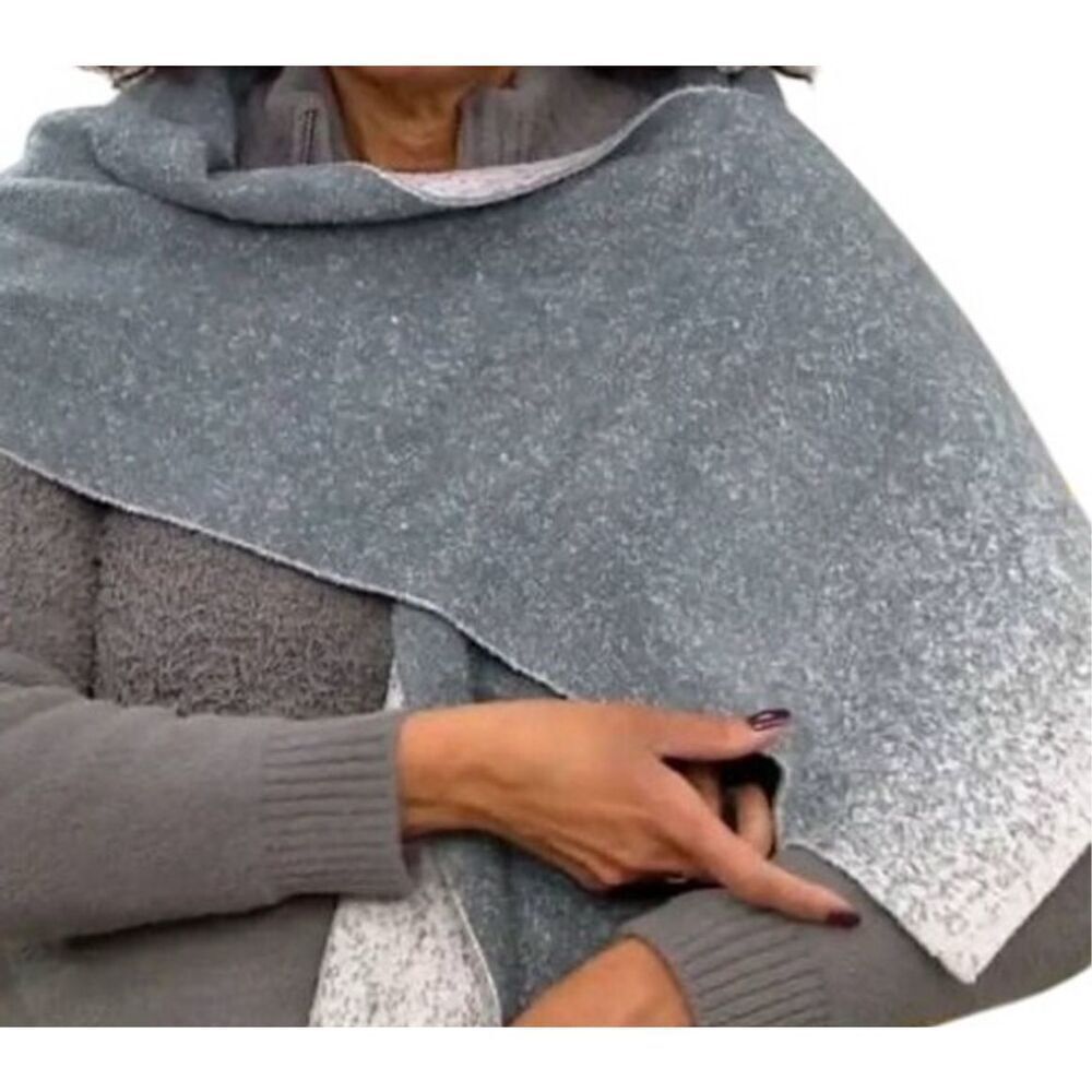 Barefoot Dreams Cozy Lite Confetti Scarf Smokey Green-Fog Gray Nwt O/S